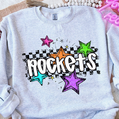 Rockets Bright Star Check Mascot DTF Transfer