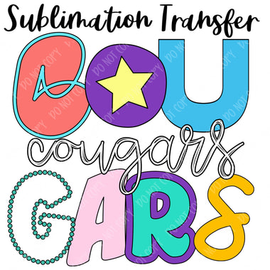 Cougars Mascot Funky Sublimation Transfer
