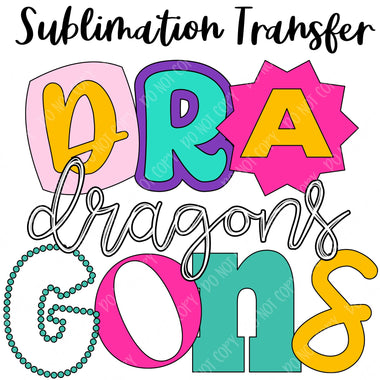 Dragons Mascot Funky Sublimation Transfer