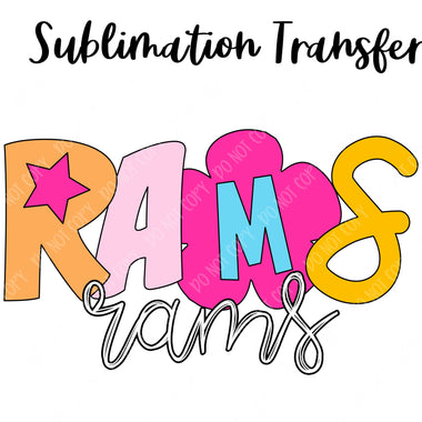 Rams Mascot Funky Sublimation Transfer