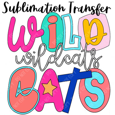 Wildcats Mascot Funky Sublimation Transfer