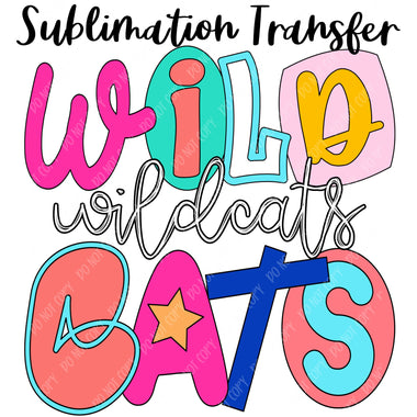 Wildcats Mascot Funky Sublimation Transfer