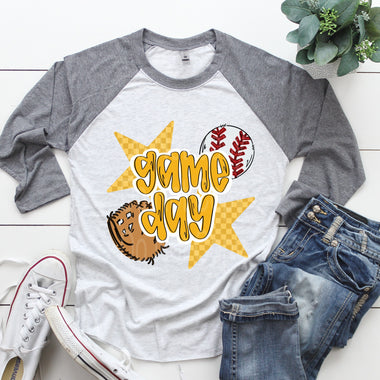 Gameday Baseball Yellow Gold DTF Transfer