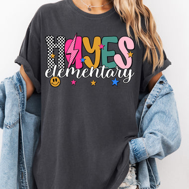 Hayes Elementary Mix Print Preppy Mascot DTF Transfer