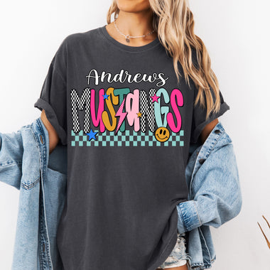 Andrews Mustangs Mix Print Preppy Mascot DTF Transfer