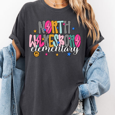 North Wilkesboro Elementary Mix Print Preppy Mascot DTF Transfer