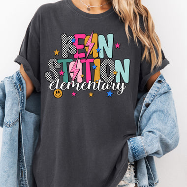 Bean Station Elementary Mix Print Preppy Mascot DTF Transfer