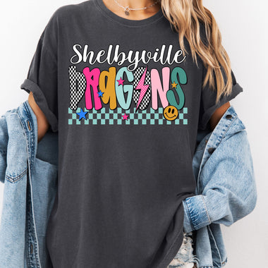 Shelbyville Dragons Mix Print Preppy Mascot DTF Transfer