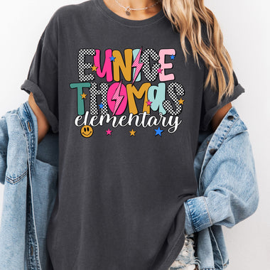 Eunice Thomas Elementary Mix Print Preppy Mascot DTF Transfer