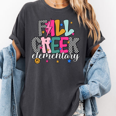 Fall Creek Elementary Mix Print Preppy Mascot DTF Transfer