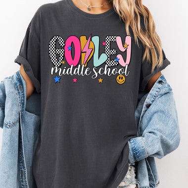 Godley Middle School Mix Print Preppy Mascot DTF Transfer
