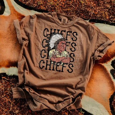 Chiefs Camo Stacked Mascot DTF Transfer