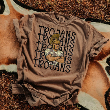 Trojans Camo Stacked Mascot DTF Transfer