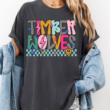Timberwolves Mix Print Preppy Mascot DTF Transfer