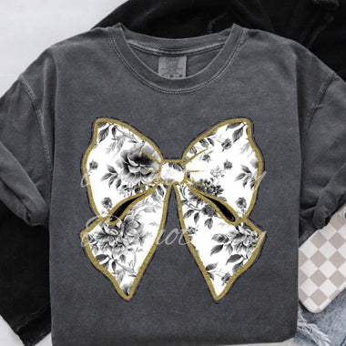 Black Toile Bow DTF Transfer