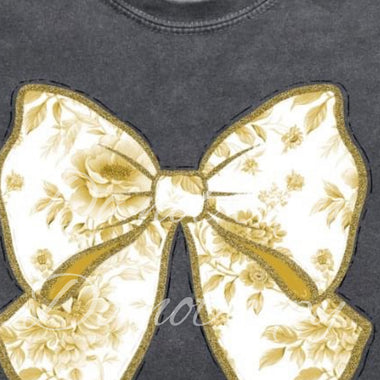 Gold Toile Bow DTF Transfer