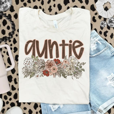 Vintage Floral Names Auntie DTF Transfer (S&G)