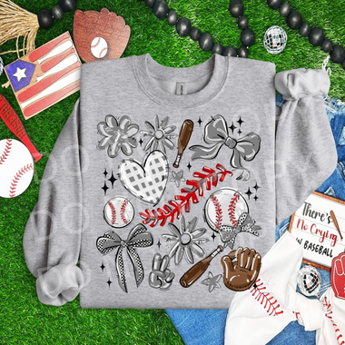 Play Ball Collage Baseball GRAY DTF Transfer