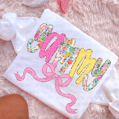 Gammy pink/yellow floral DTF Transfer (C&Co)