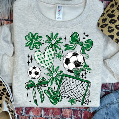 Soccer Collage Kelly Green DTF Transfer