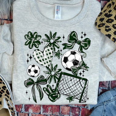 Soccer Collage Dark Green DTF Transfer