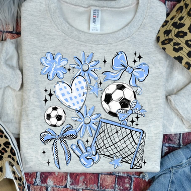 Soccer Collage Carolina Blue DTF Transfer
