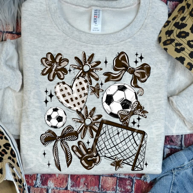 Soccer Collage Brown DTF Transfer