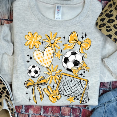 Soccer Collage Golden Yellow DTF Transfer