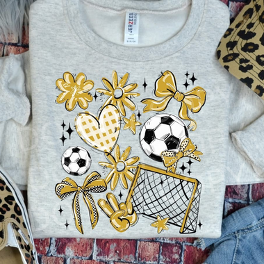 Soccer Collage Gold DTF Transfer