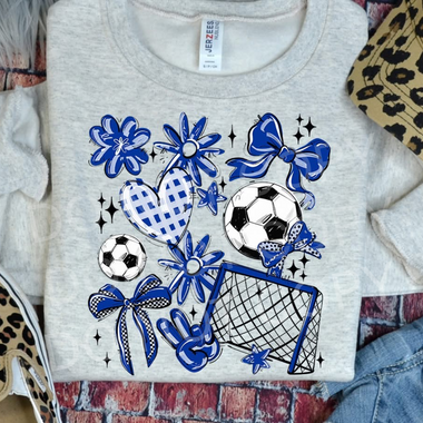 Soccer Collage Royal Blue DTF Transfer