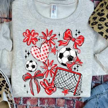 Soccer Collage Red DTF Transfer
