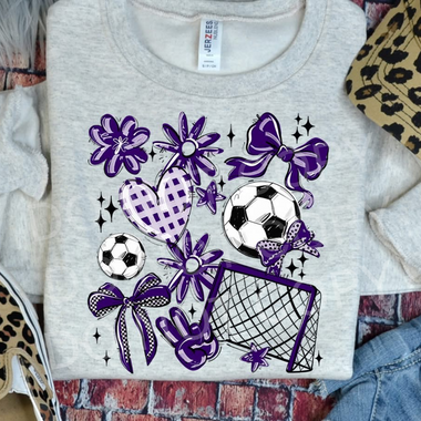 Soccer Collage Purple DTF Transfer