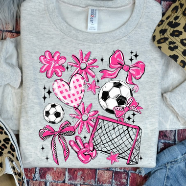 Soccer Collage Pink DTF Transfer