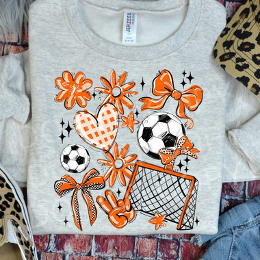 Soccer Collage Orange DTF Transfer