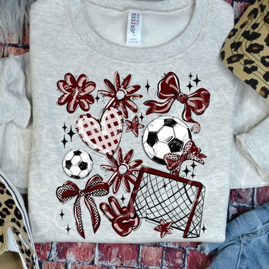 Soccer Collage Maroon DTF Transfer