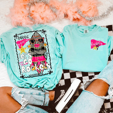 Glam Mascot ROCKETS Front and Back DTF Transfer