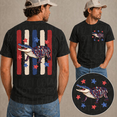 Striped Patriotic Gator DTF Transfer (UAC)