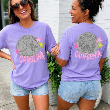 Heads Carolina Tails California (you get both for front and back) DTF Transfer (CC)