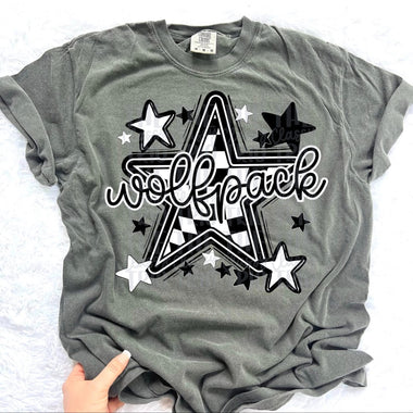 Wolfpack Checkered Star Mascot DTF Transfer (CT)