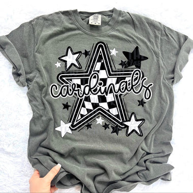 Cardinals Checkered Star Mascot DTF Transfer (CT)