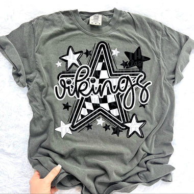 Vikings Checkered Star Mascot DTF Transfer (CT)