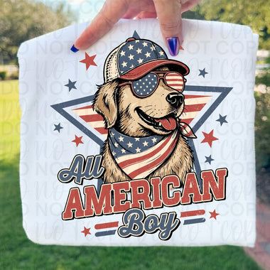 All American Boy with Dog DTF Transfers (UAC)