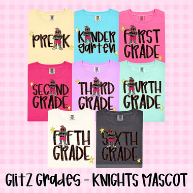 Glitz and Glam Knights Mascot Grade Level DTF Transfer (CT)