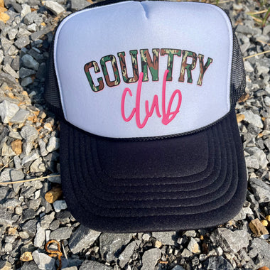 Country Club Black Mesh Trucker Hat