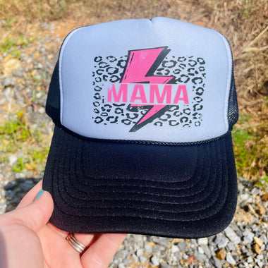 Mama Leopard Black Mesh Trucker Hat