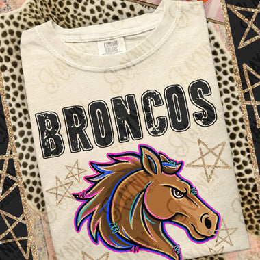 Grunge Varsity Broncos DTF Transfer (KD)