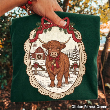 Christmas Highland Cow DTF Transfer (UAC-OD)