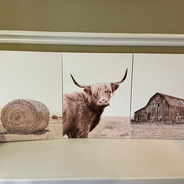 Set of 3 Farm Scene Canvas Print Framed or Unframed