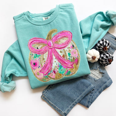 Glitter Floral Pumpkin DTF Transfer (SDD)