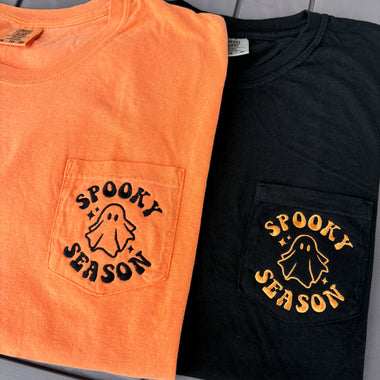 Spooky Season Embroidered Pocket Wholesale Tee